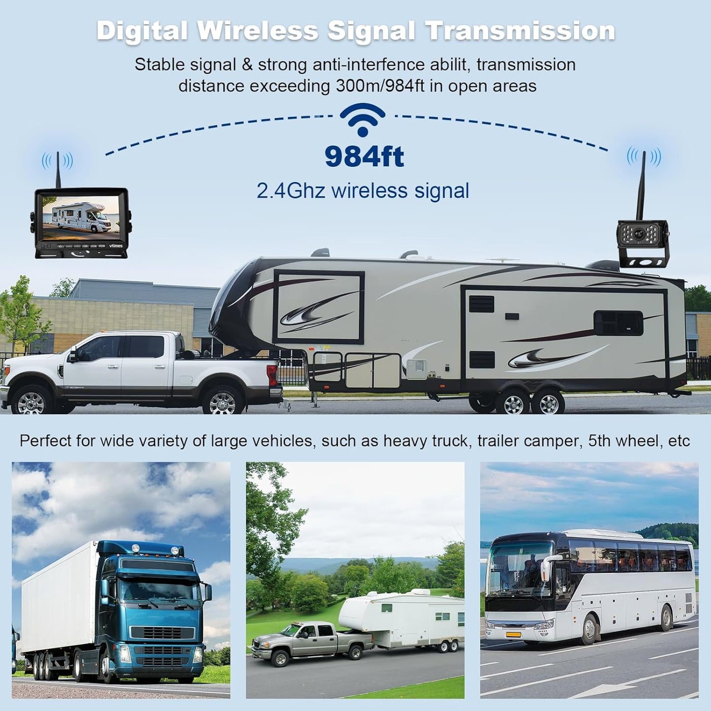 VTimes wireless rear camera and monitor accessory image