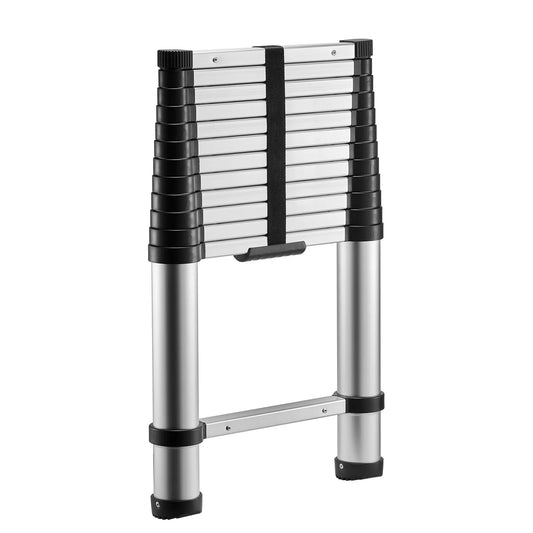 AS Equipment 12.5FT aluminum telescoping ladder with collapsible design