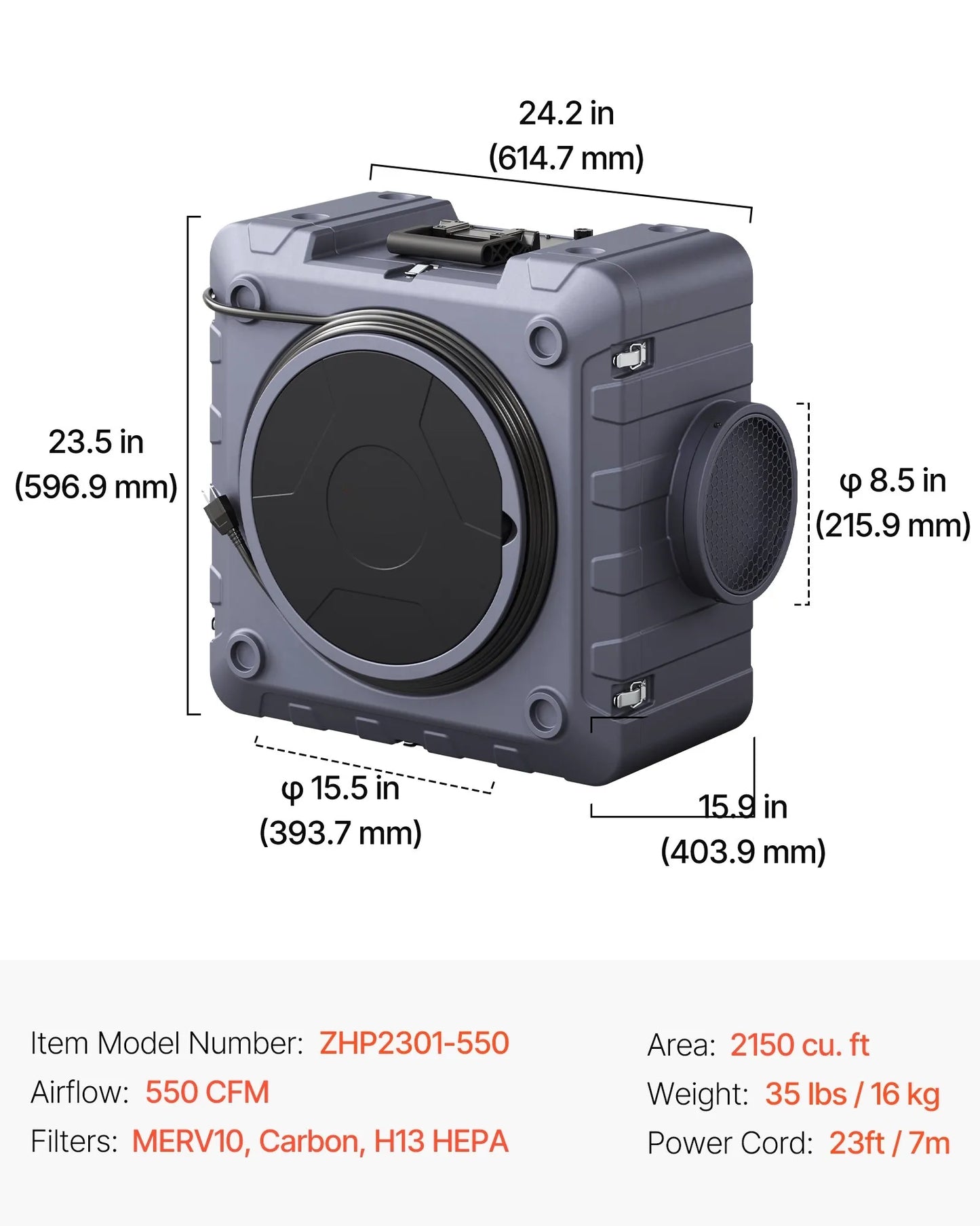 AS Equipment 550 CFM air scrubber with HEPA filtration system