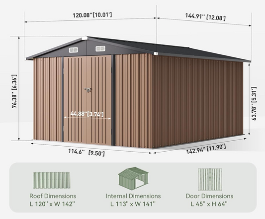 10 x 12 ft Galvanized Outdoor Storage Shed product image 2