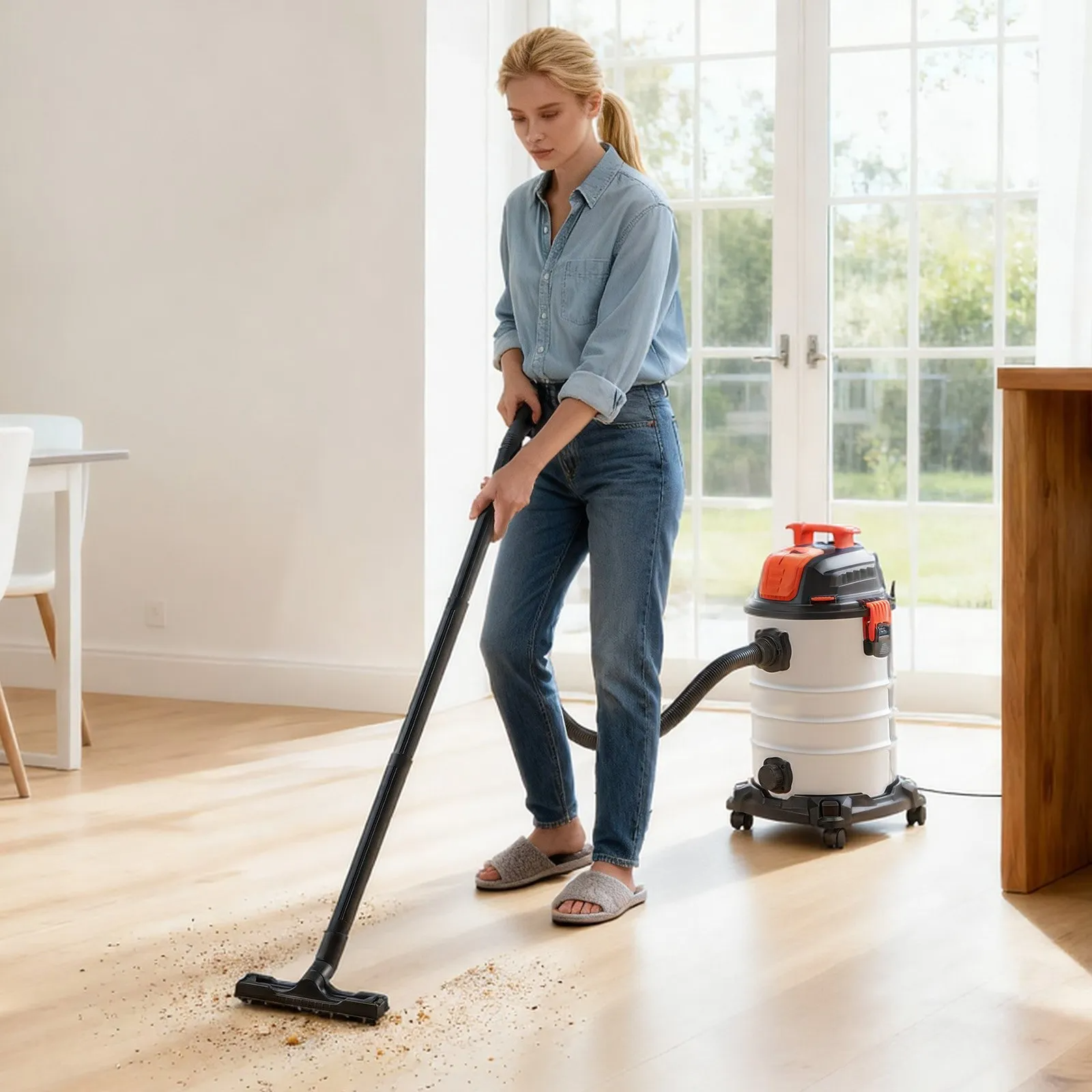 AS Equipment 8 gallon wet dry shop vacuum with metal tank and dual filter system