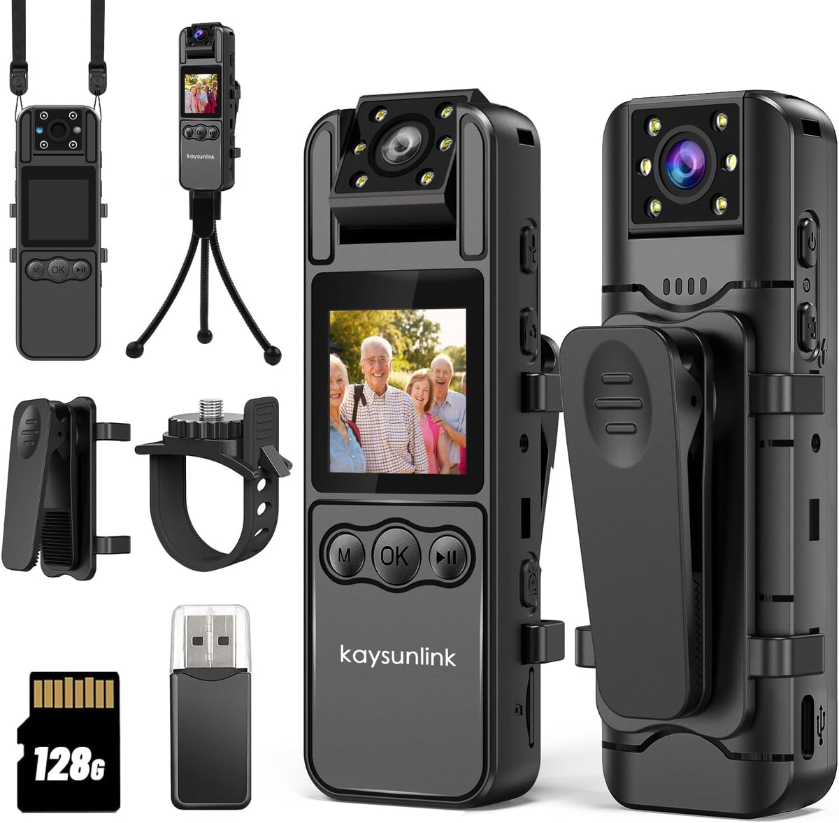 1080P wearable body camera with 128GB storage