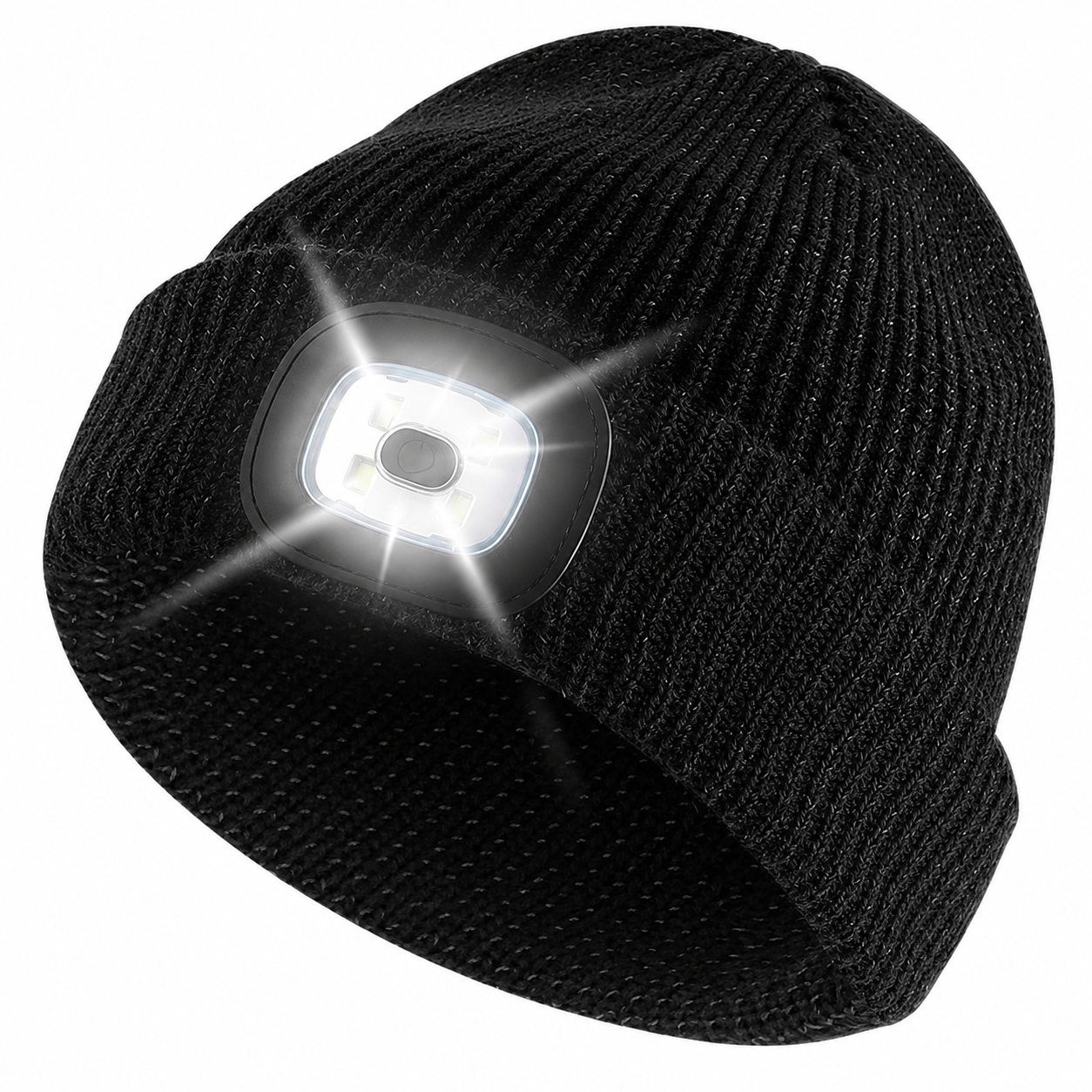 Rechargeable LED Reflective Beanie with USB Light – Winter Safety Hat