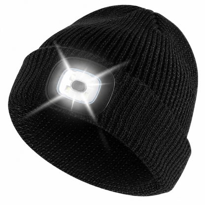 Rechargeable LED Reflective Beanie with USB Light – Winter Safety Hat