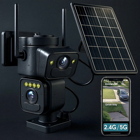 Dual Lens Outdoor Security Camera 2K WiFi Solar Powered product image 1