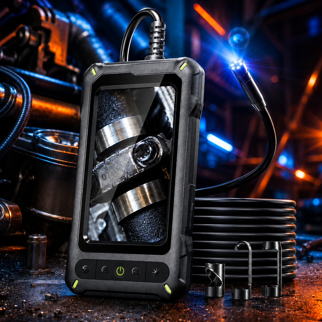 1080P Industrial Endoscope Camera with 4.3-Inch Screen and 16.5-Ft Probe