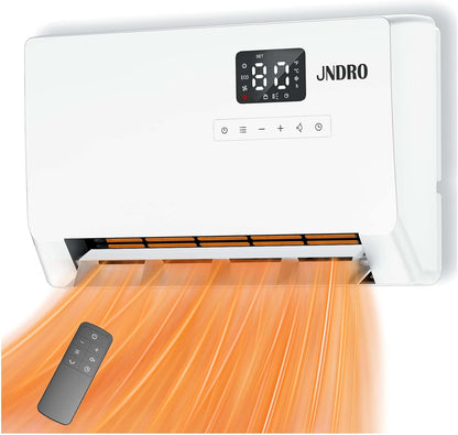 Wall-Mounted Electric Space Heater 1500W with ECO Thermostat, Remote Control, LED Display & Timer