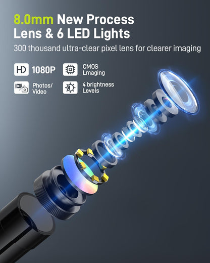 1080P Industrial Endoscope Camera with 4.3-Inch Screen and 16.5-Ft Probe