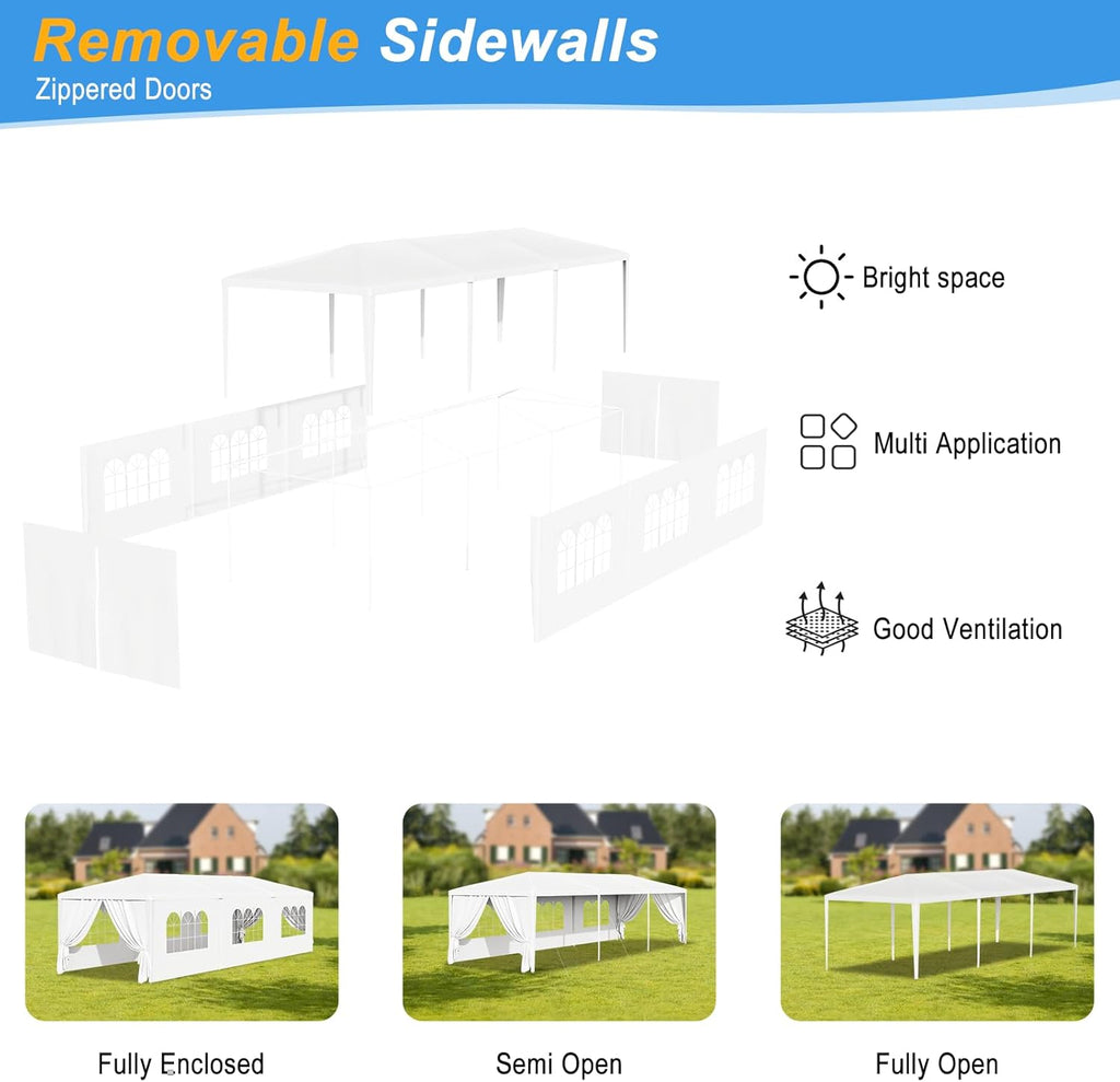 10 x 30 ft canopy tent with removable sidewalls