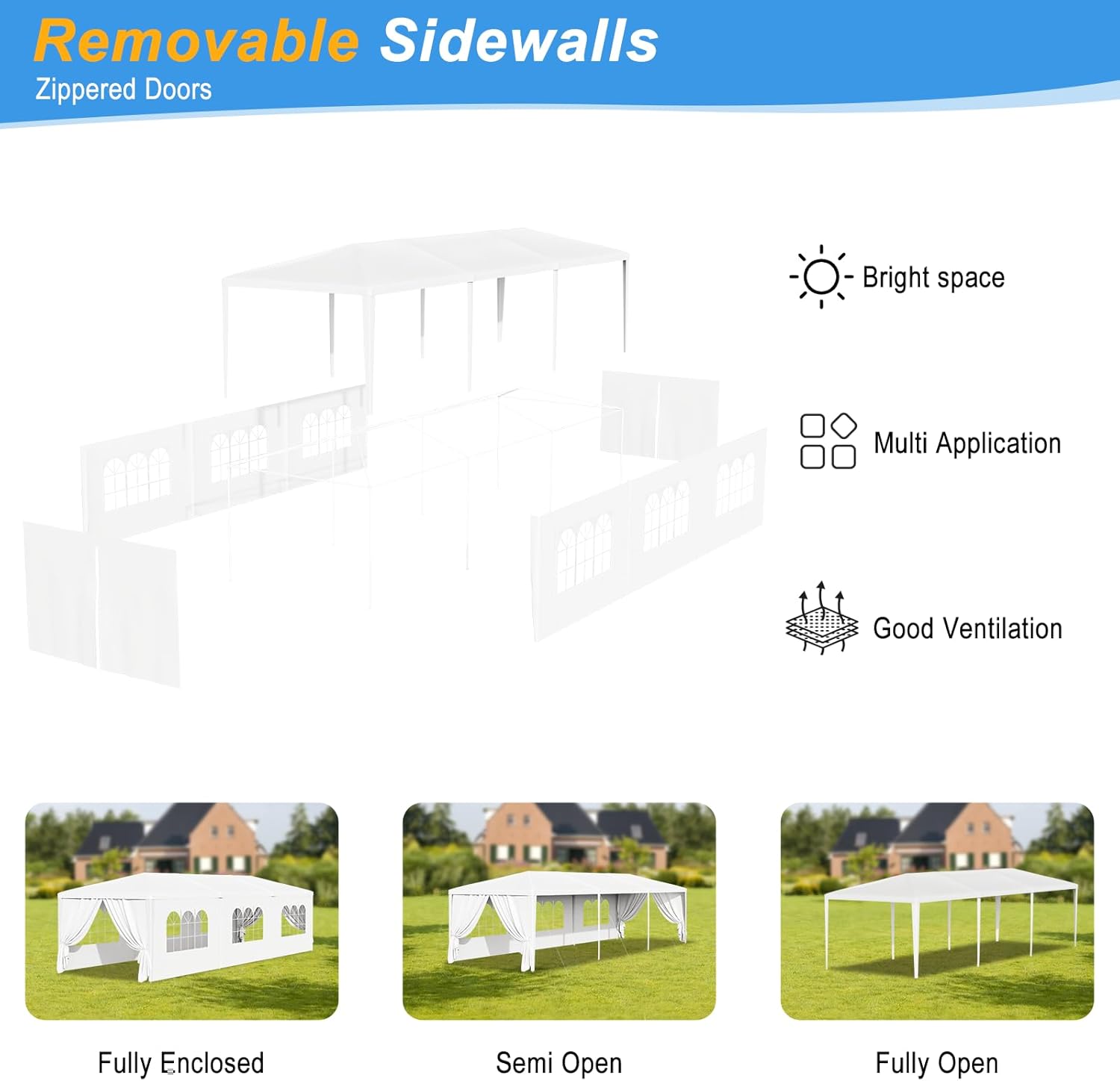 10 x 30 ft canopy tent with removable sidewalls