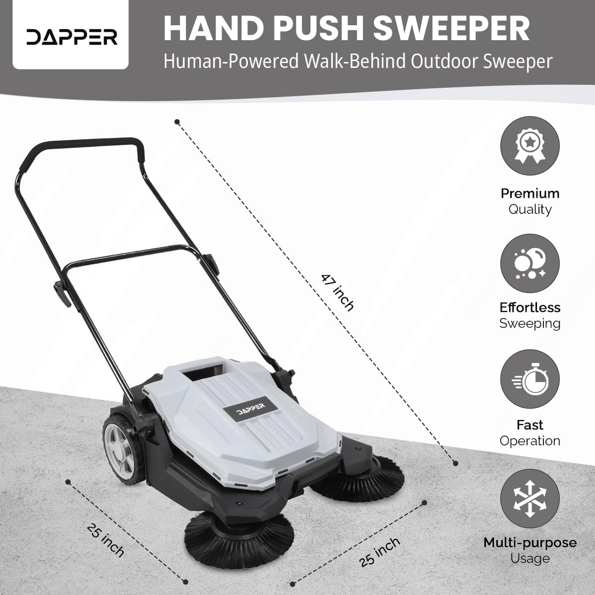 Walk-Behind Hand Push Floor Sweeper 25.5 in Outdoor product image 2