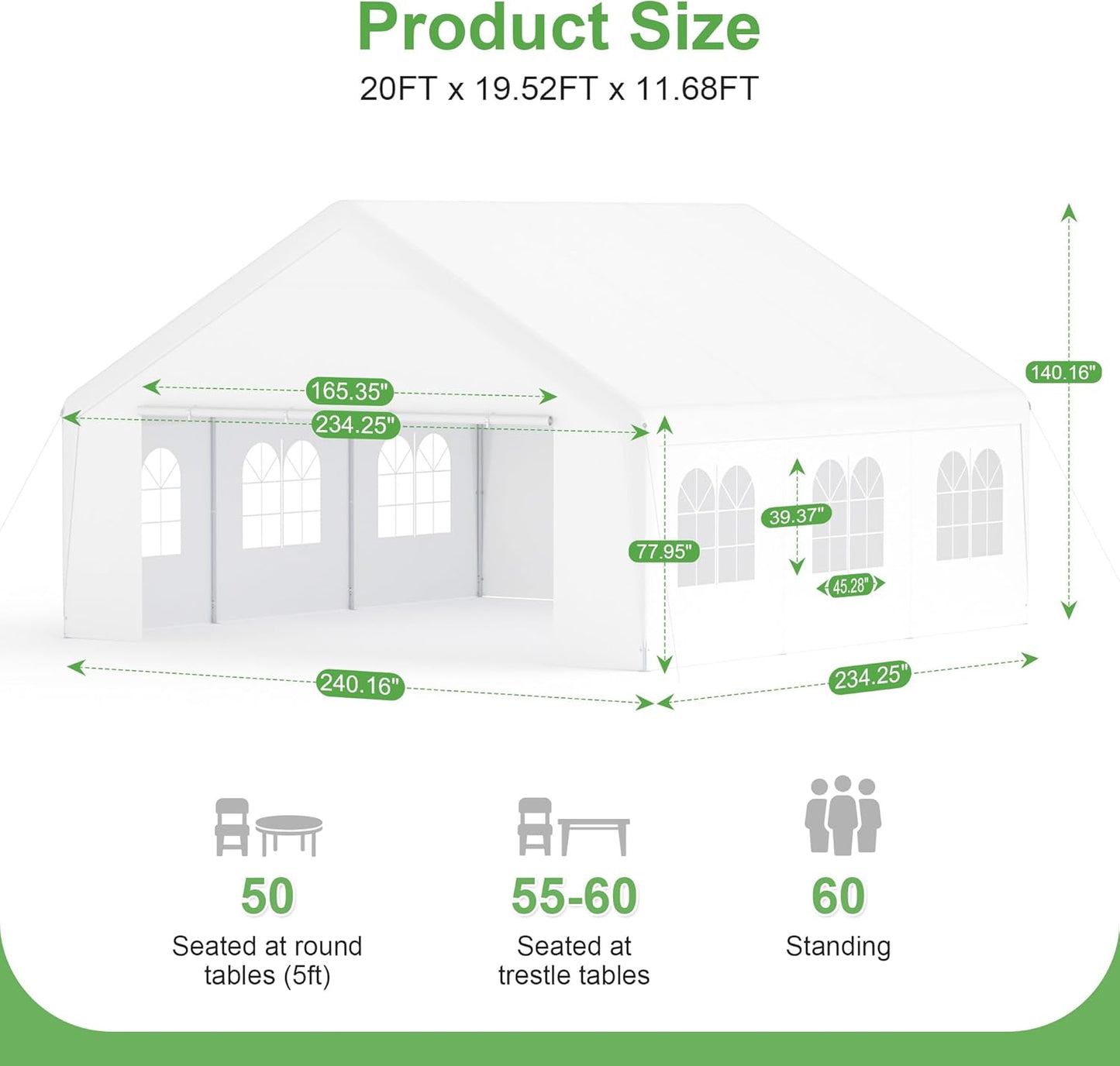 20x20 ft Outdoor Canopy Tent with Removable Walls – Waterproof Event Gazebo