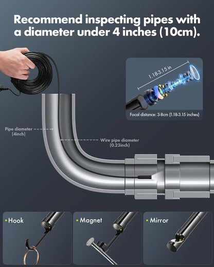 1080P Industrial Endoscope Camera with 4.3-Inch Screen and 16.5-Ft Probe