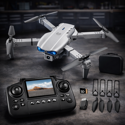 Foldable Drone with Dual 4K HD Cameras, FPV Live Video, 3 Speeds & 2 Batteries