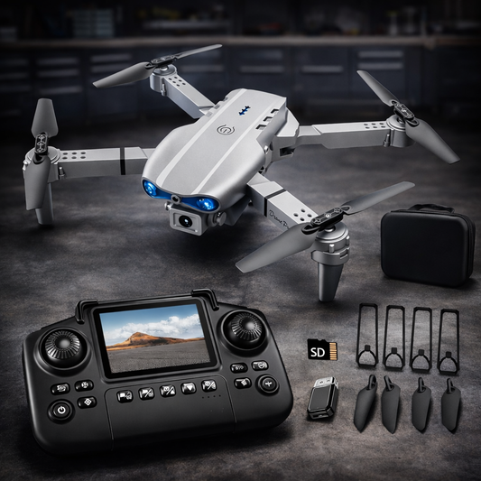 Foldable Drone with Dual 4K HD Cameras, FPV Live Video, 3 Speeds & 2 Batteries