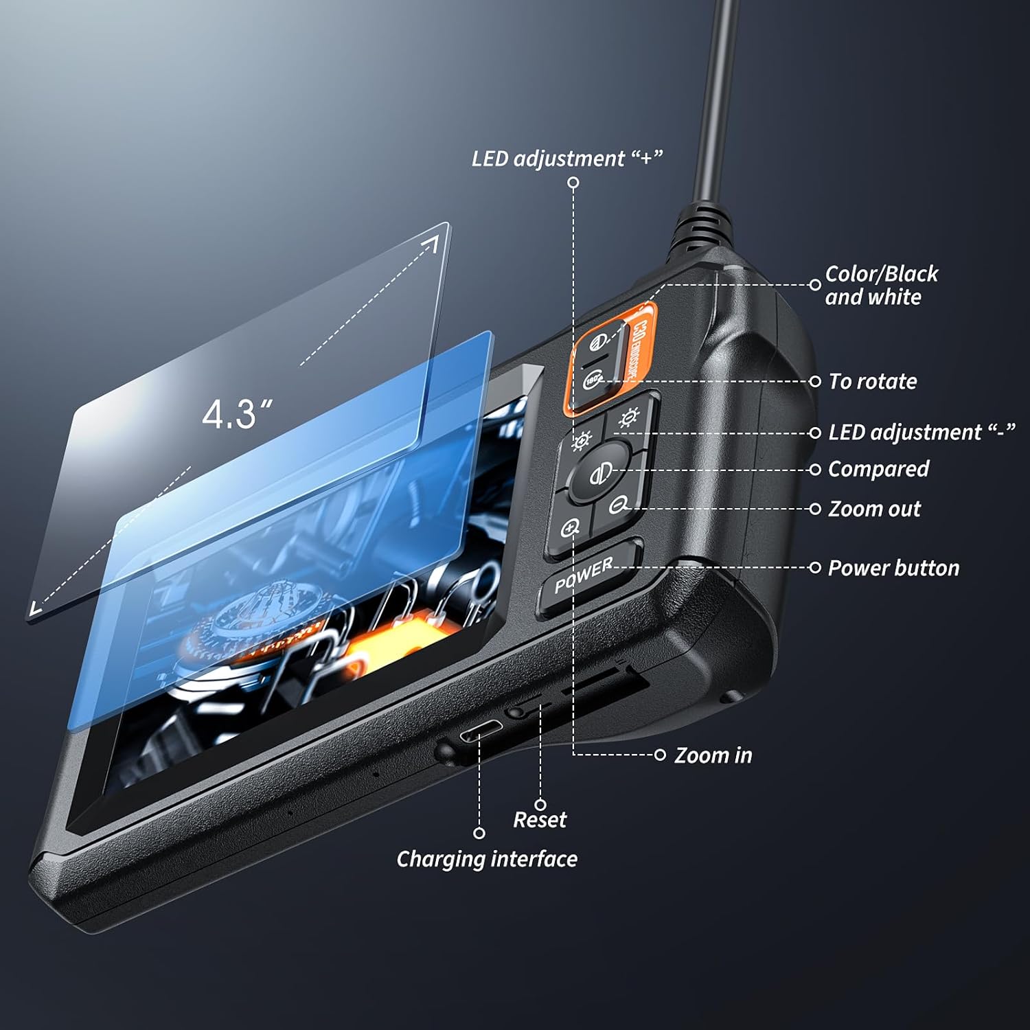 Endoscope inspection camera kit with included accessories