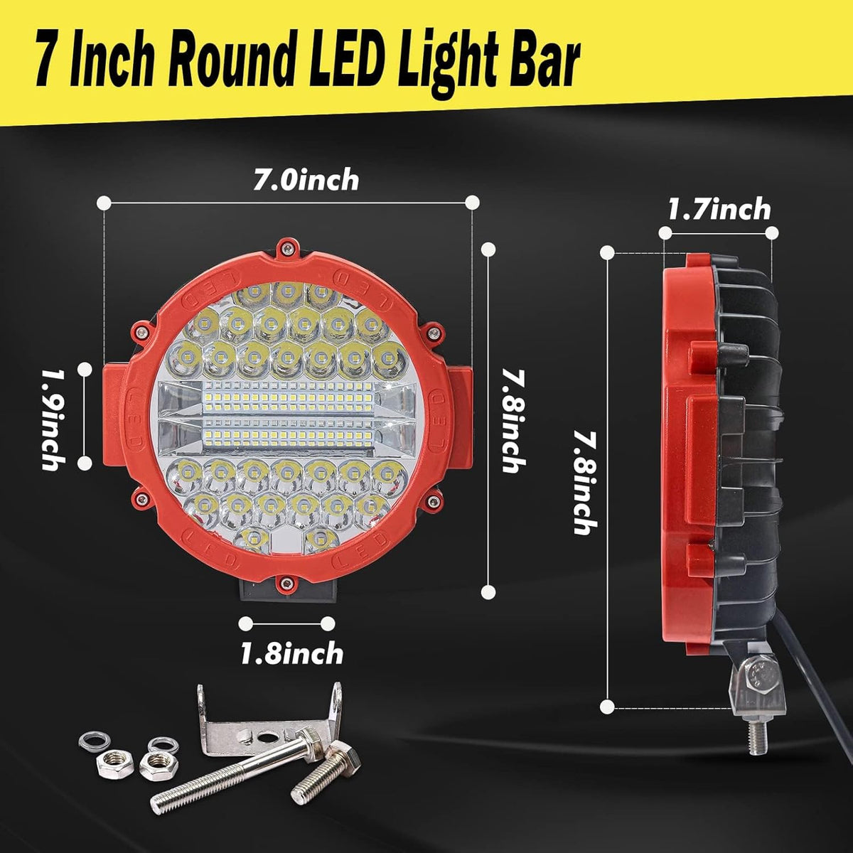 7 in round LED off-road light pod alternate view