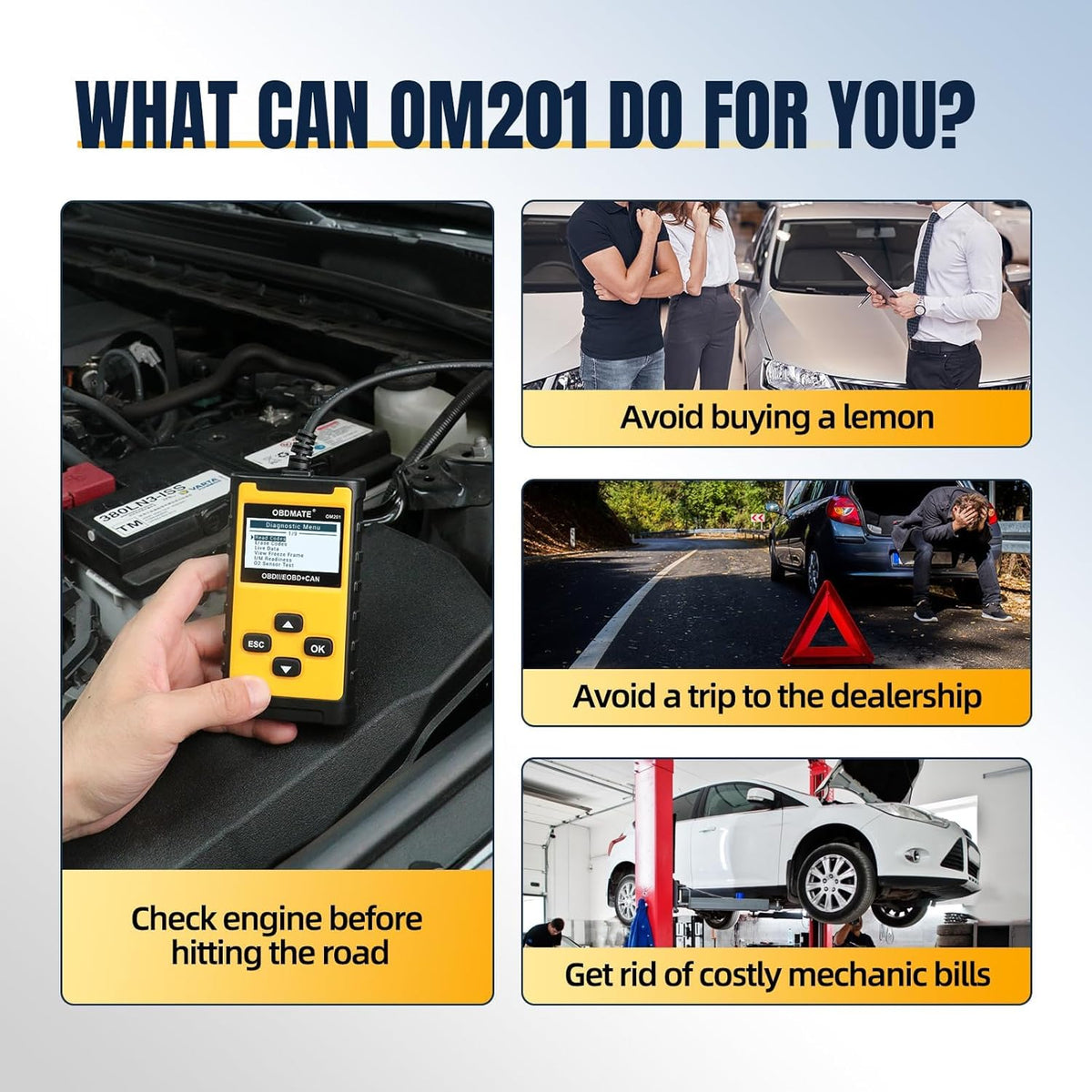 OM201 OBD2 Code Reader and Engine Diagnostic Scanner product image 8
