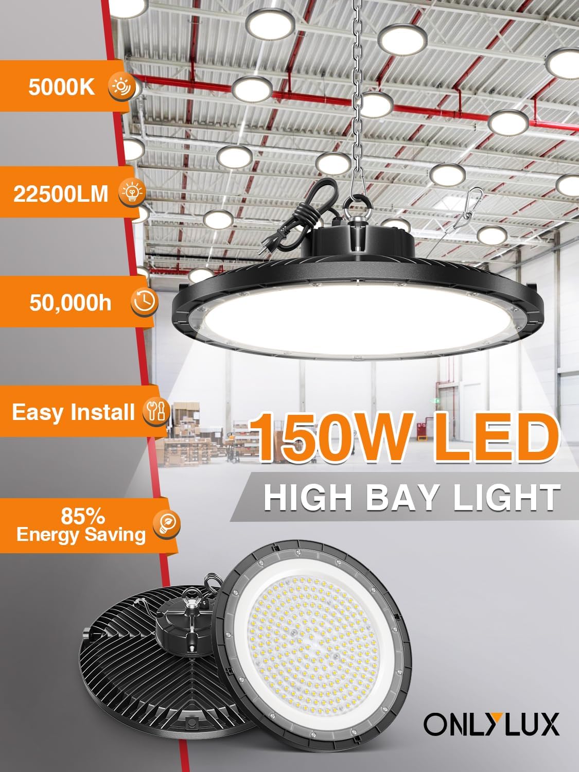 60W UFO LED High Bay Light 24000LM 5000K Commercial Warehouse Shop Lighting – Free Shipping – 10 Pack