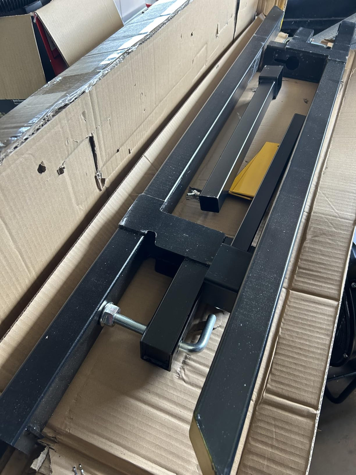 Clamp-on tractor pallet fork mounting detail