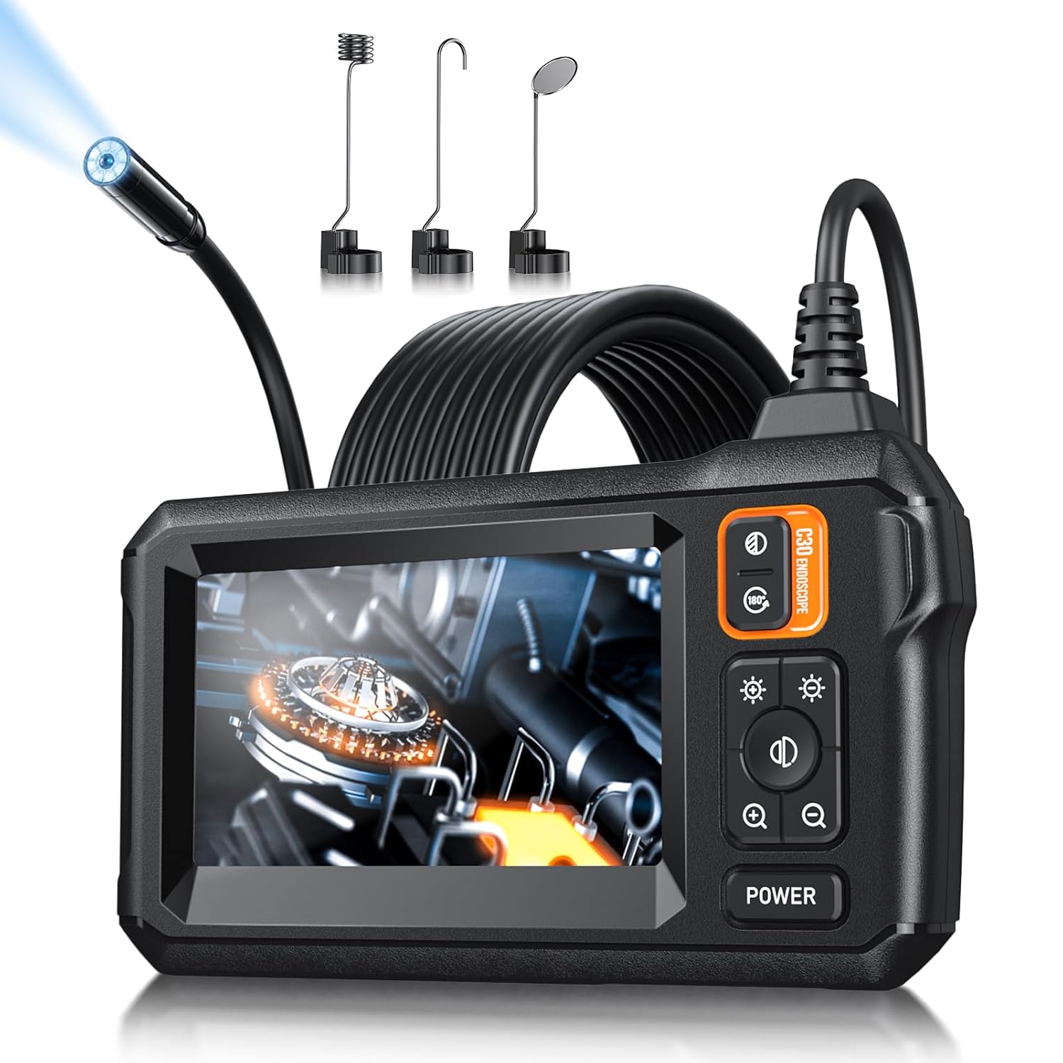 Borescope camera accessory detail for inspection work
