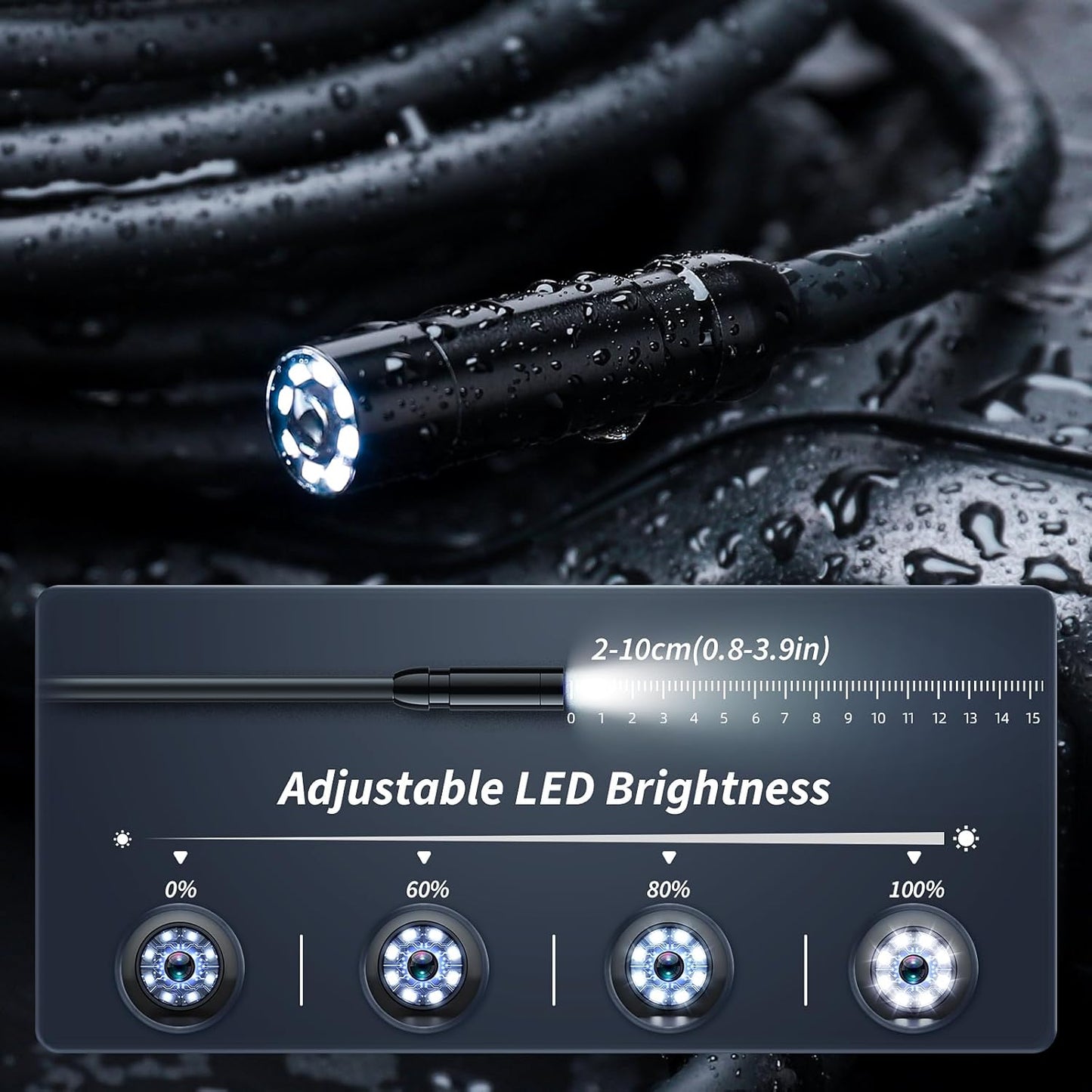 Endoscope Camera with Light – 4.3" IPS Screen & 8 LED Lights