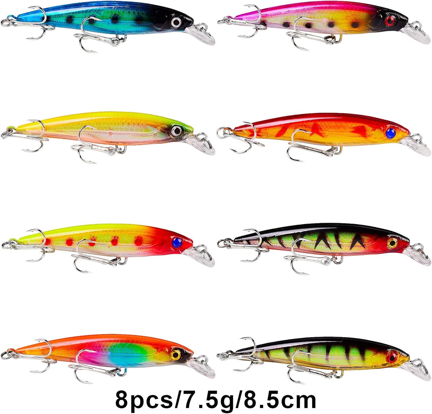 43 pc Bass Fishing Lures Kit Set Topwater Hard Baits Minnow Crankbait Pencil VIB Swimbait for Bass Pike Fit Saltwater and Freshwater