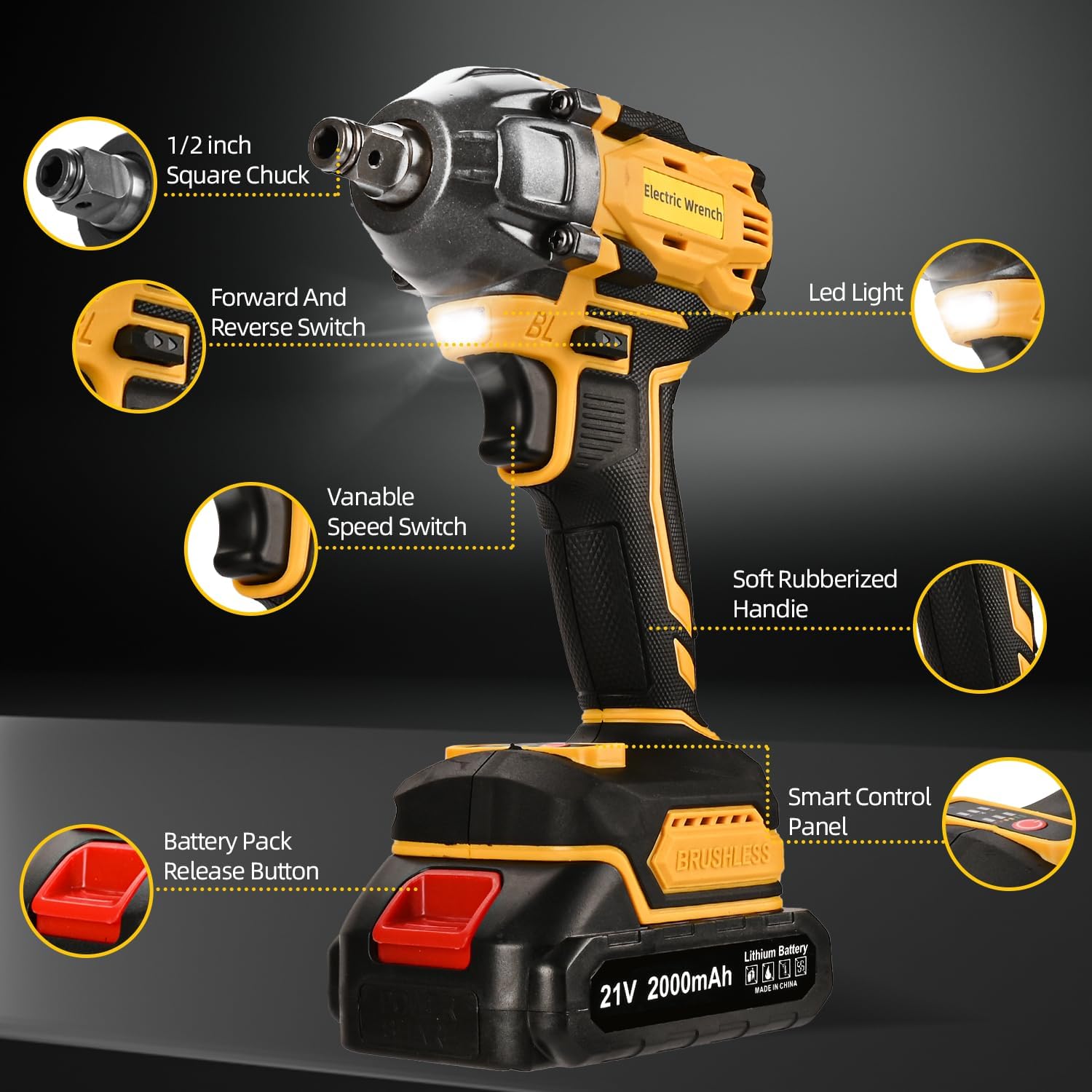 1/2 in Cordless Impact Wrench 21V Brushless Kit product image 5