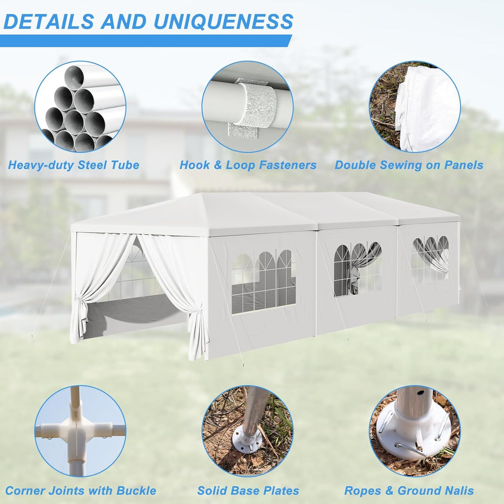 10 x 30 ft canopy tent frame and ground stakes