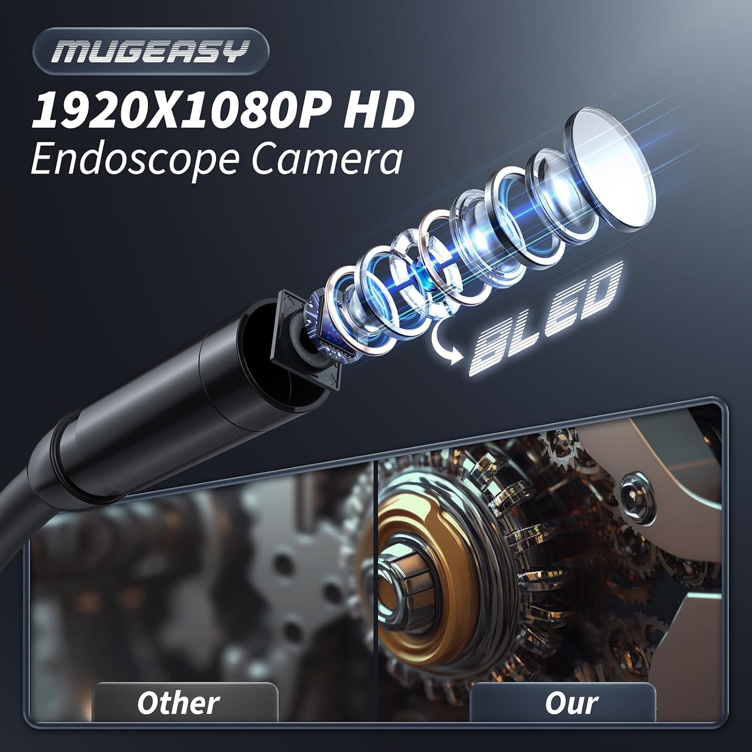 Endoscope inspection camera showing cable and probe detail