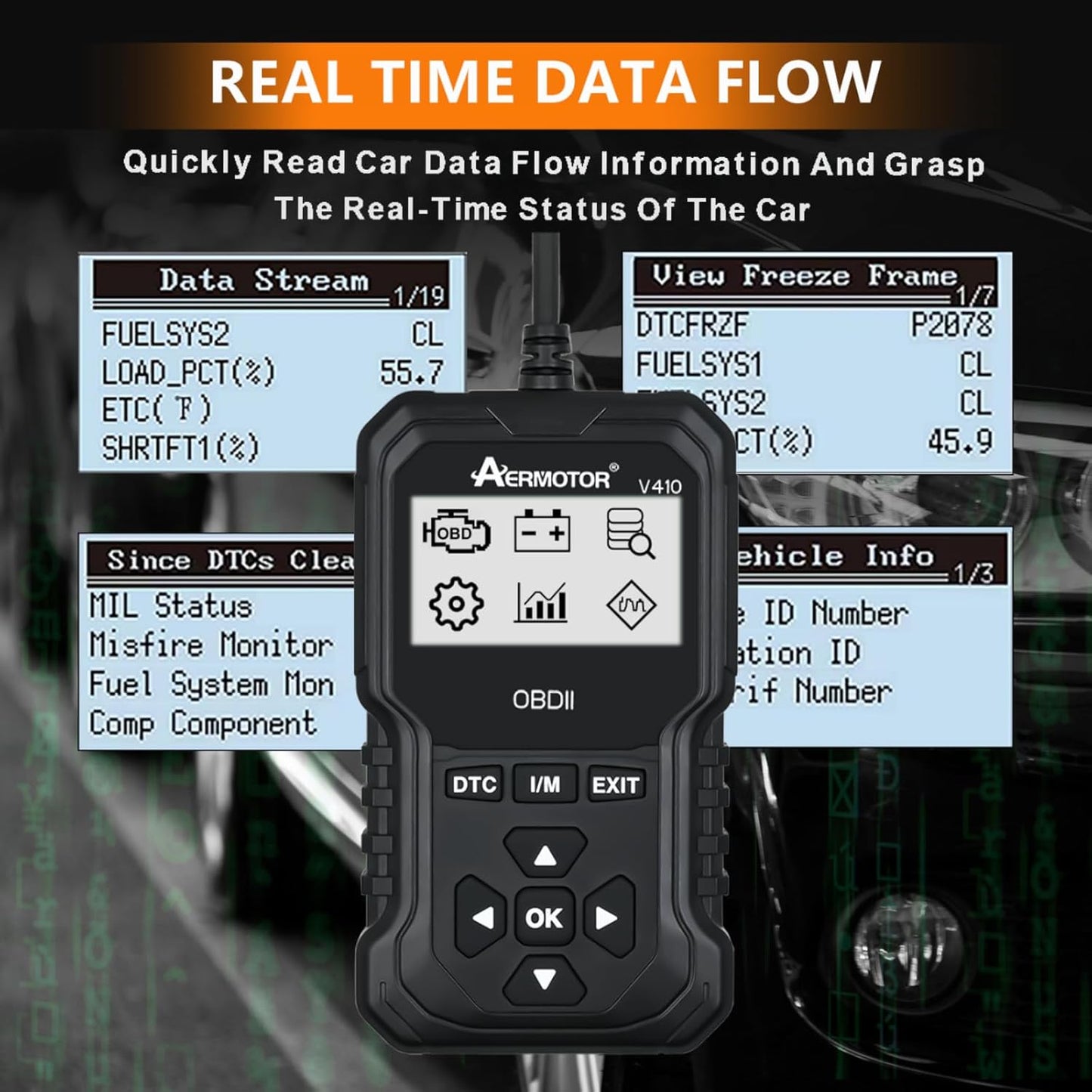 V410 OBD2 Scanner with Live Data and Freeze Frame product image 7