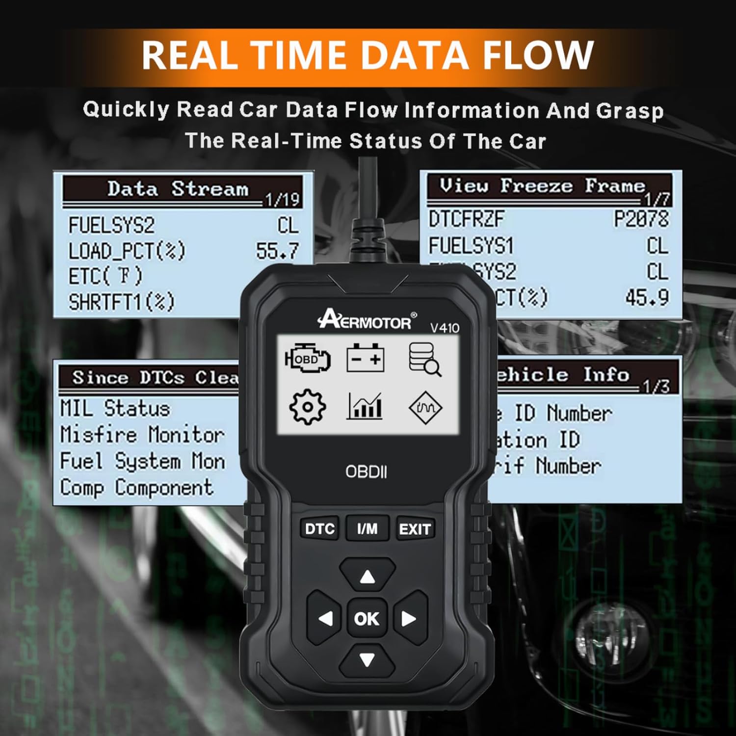 V410 OBD2 Scanner with Live Data and Freeze Frame product image 7
