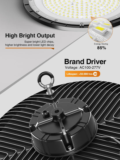 60W UFO LED High Bay Light 24000LM 5000K Commercial Warehouse Shop Lighting – Free Shipping – 10 Pack