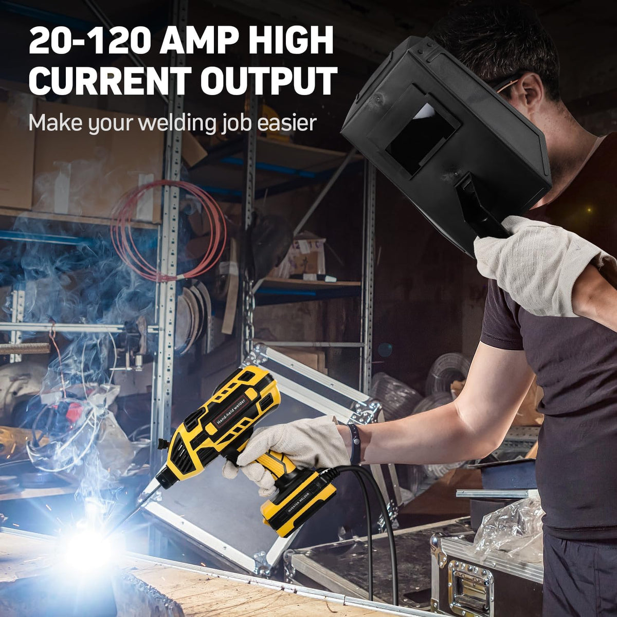 Handheld welding machine accessory and cable detail