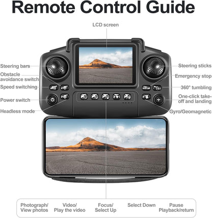 Foldable Drone with Dual 4K HD Cameras, FPV Live Video, 3 Speeds & 2 Batteries