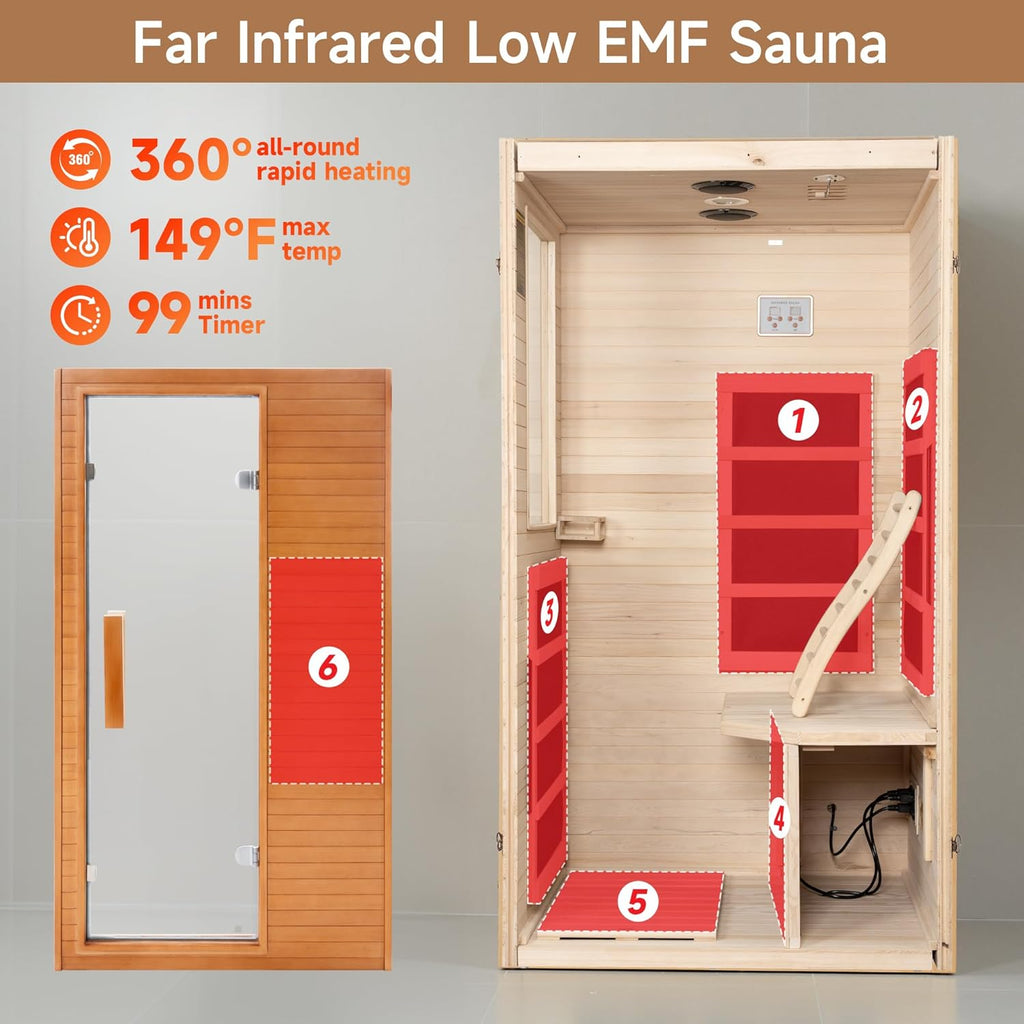 Far Infrared Home Sauna Room, Low EMF 1200W product image 3