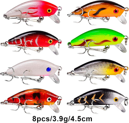 43 pc Bass Fishing Lures Kit Set Topwater Hard Baits Minnow Crankbait Pencil VIB Swimbait for Bass Pike Fit Saltwater and Freshwater