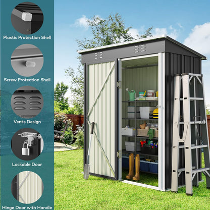 5 x 3 ft Outdoor Metal Storage Shed with Lockable Doors product image 6
