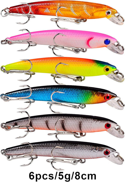43 pc Bass Fishing Lures Kit Set Topwater Hard Baits Minnow Crankbait Pencil VIB Swimbait for Bass Pike Fit Saltwater and Freshwater