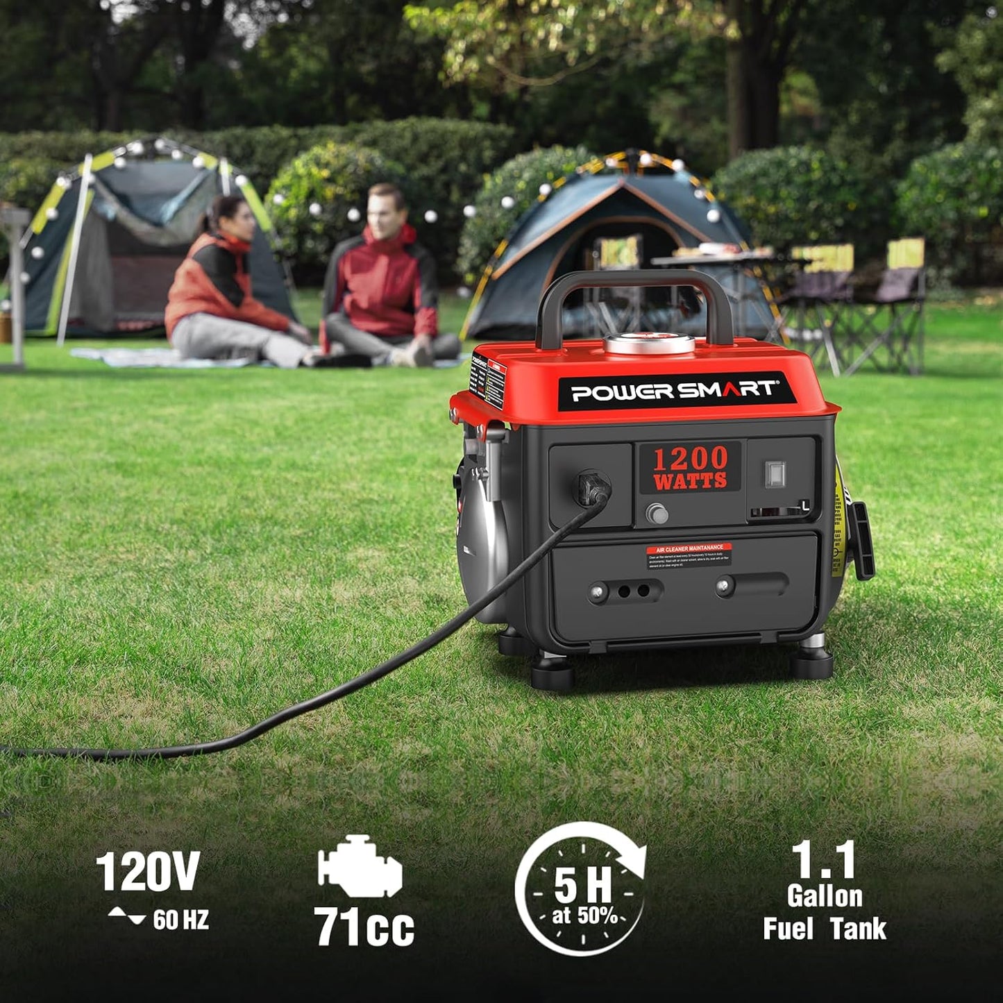 1200-Watt Portable Generator – Quiet, Lightweight & 5-Hour Runtime