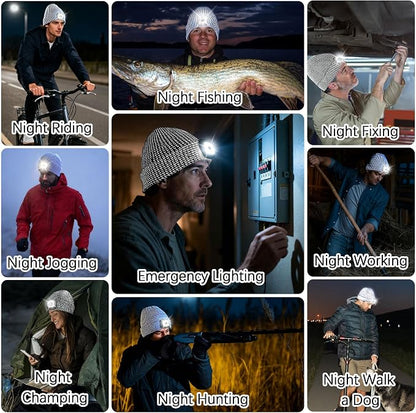 Rechargeable LED Reflective Beanie with USB Light – Winter Safety Hat