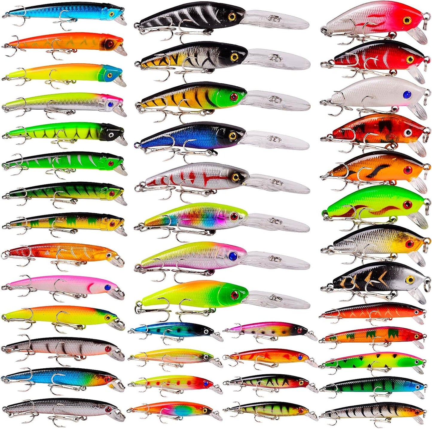 43 pc Bass Fishing Lures Kit Set Topwater Hard Baits Minnow Crankbait Pencil VIB Swimbait for Bass Pike Fit Saltwater and Freshwater