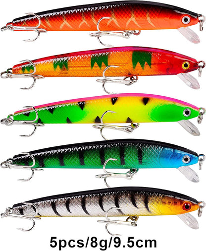 43 pc Bass Fishing Lures Kit Set Topwater Hard Baits Minnow Crankbait Pencil VIB Swimbait for Bass Pike Fit Saltwater and Freshwater