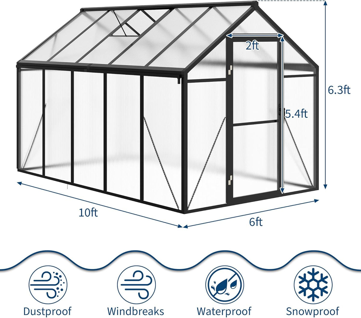 Walk-in greenhouse swing door view