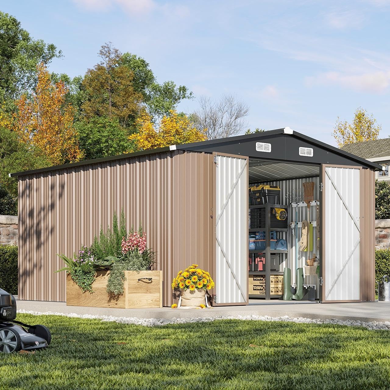 10 x 12 ft Galvanized Outdoor Storage Shed product image 1