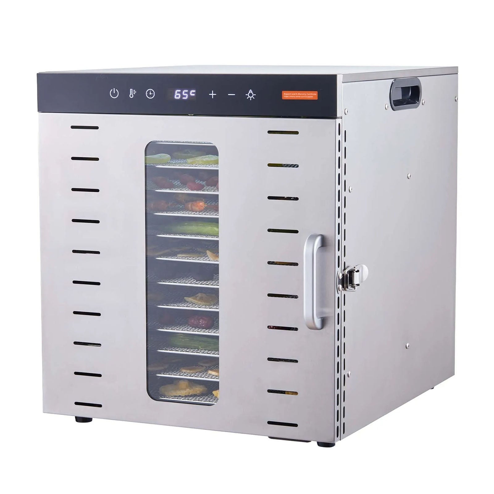 AS Equipment stainless steel food dehydrator with 10 trays and digital controls