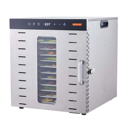 AS Equipment stainless steel food dehydrator with 10 trays and digital controls