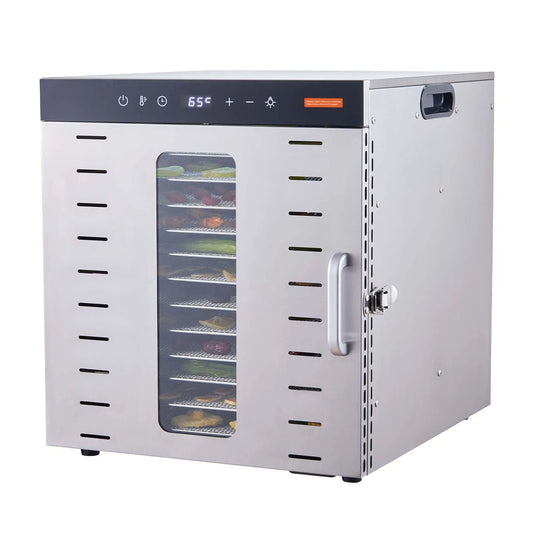 AS Equipment stainless steel food dehydrator with 10 trays and digital controls