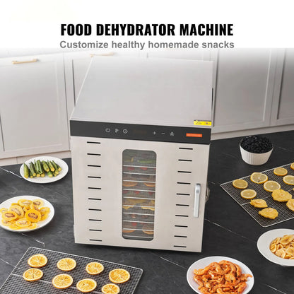 AS Equipment stainless steel food dehydrator with 10 trays and digital controls