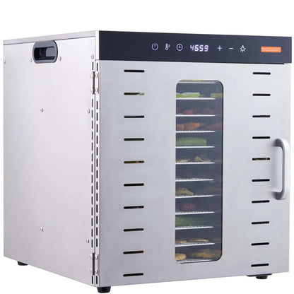AS Equipment stainless steel food dehydrator with 10 trays and digital controls